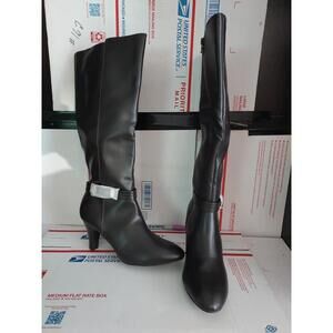 London Fog EVENT 2 Womens Boots Size 10 M Dark Brown Knee High Riding Zip #t6